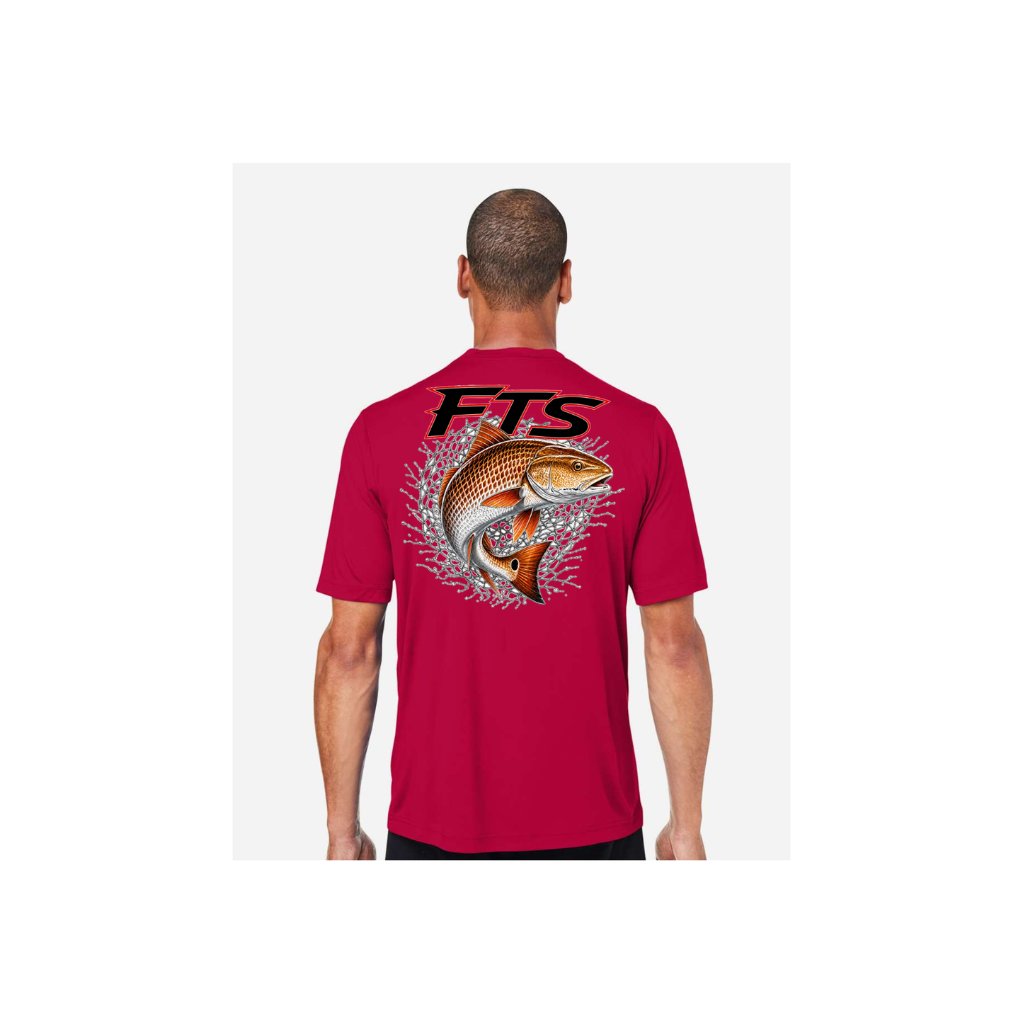 FTS Net Red – Men's Short Sleeve in Classic Red - back view