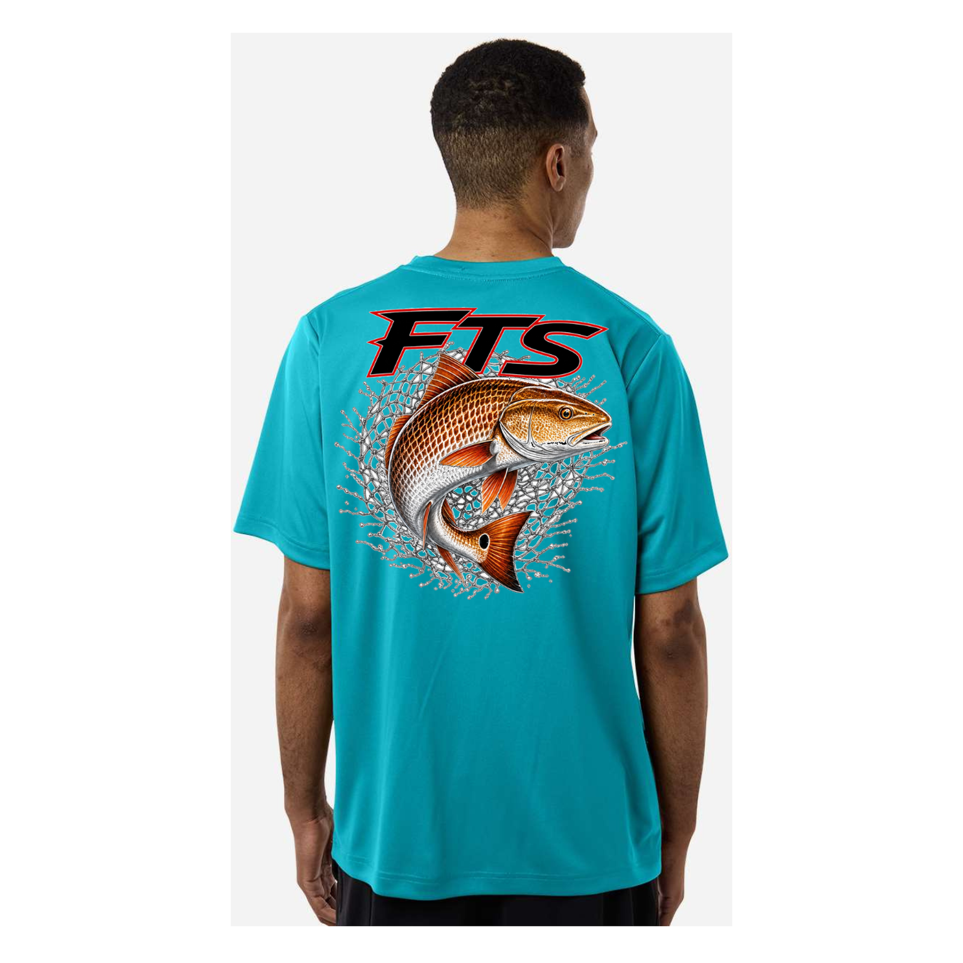 FTS Net Red – Men's Short Sleeve - Clear Teal - Back