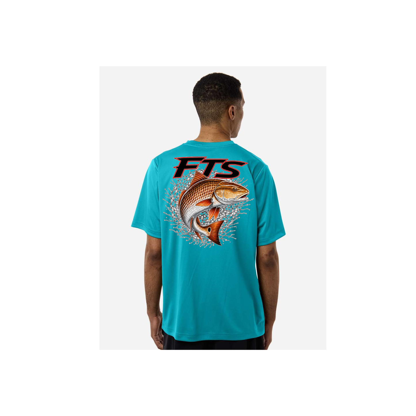 FTS Net Red – Men's Short Sleeve in Clear Teal - back view