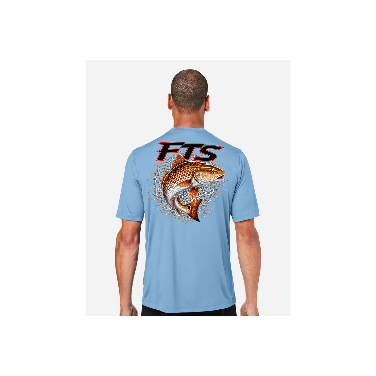 FTS Net Red – Men's Short Sleeve in Columbia Blue - back view