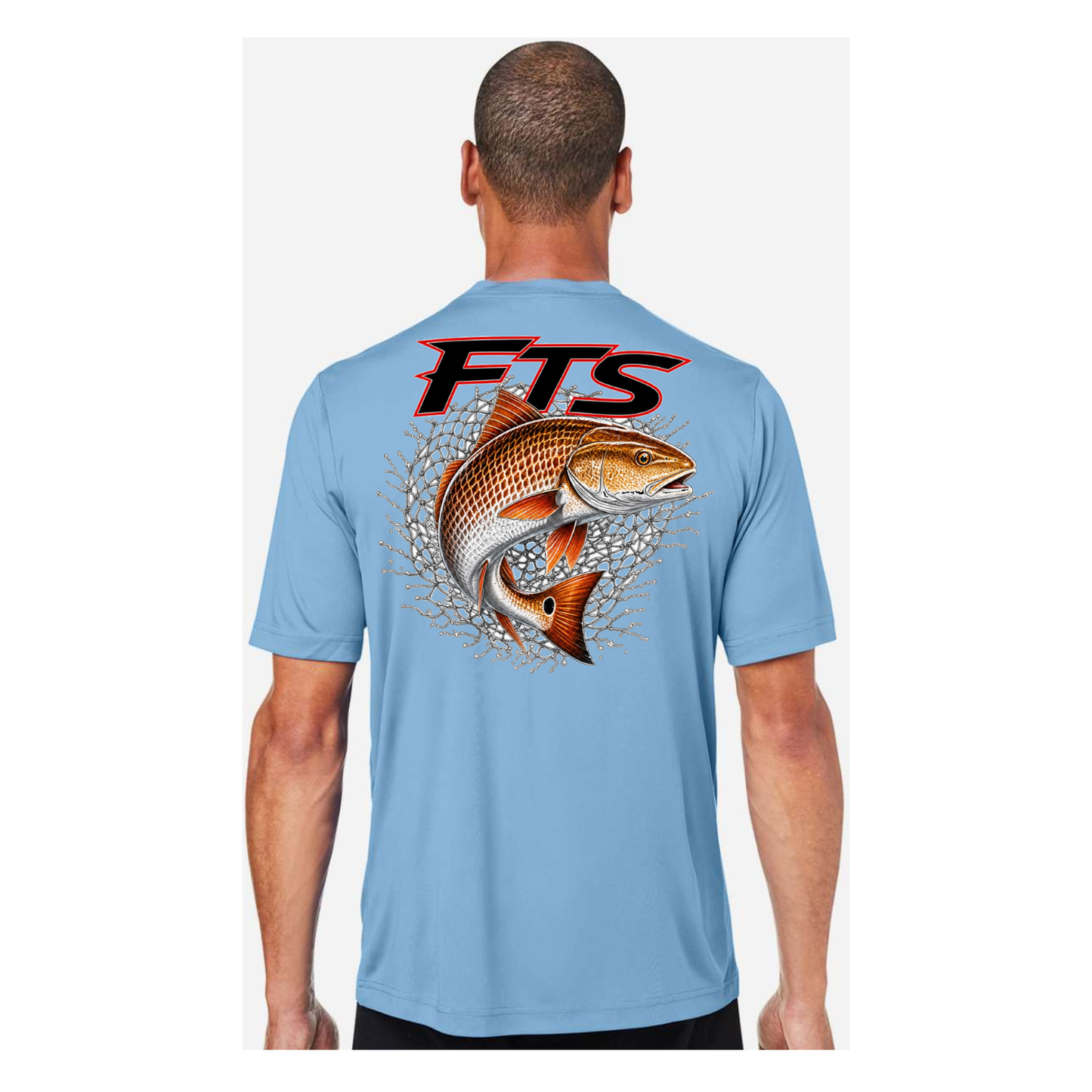 FTS Net Red – Men's Short Sleeve - Columbia Blue - Back