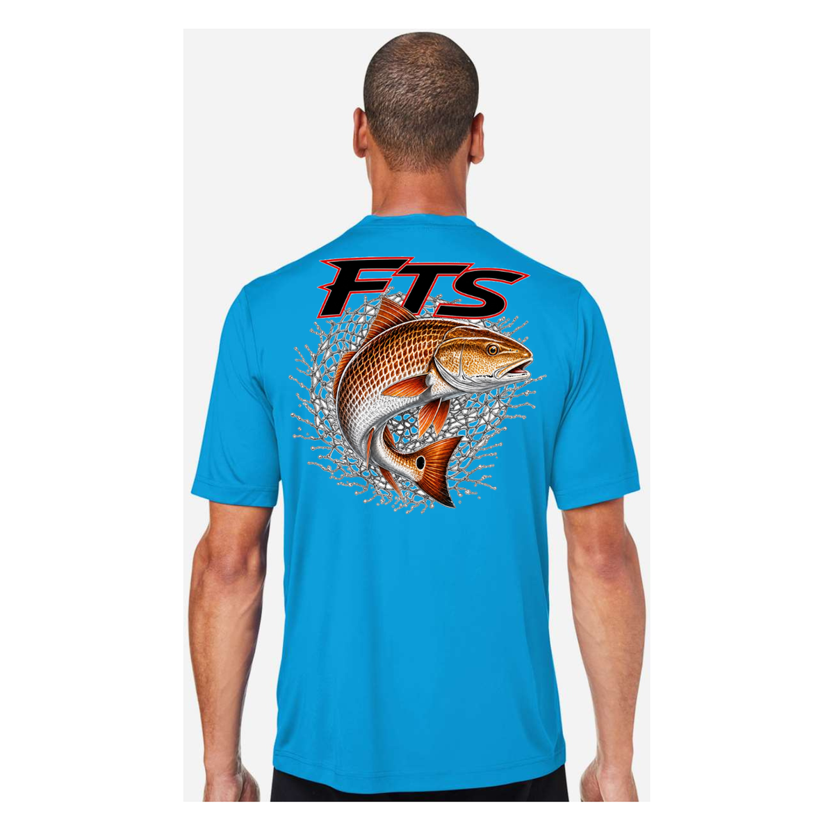 FTS Net Red – Men's Short Sleeve - Electric Blue - Back