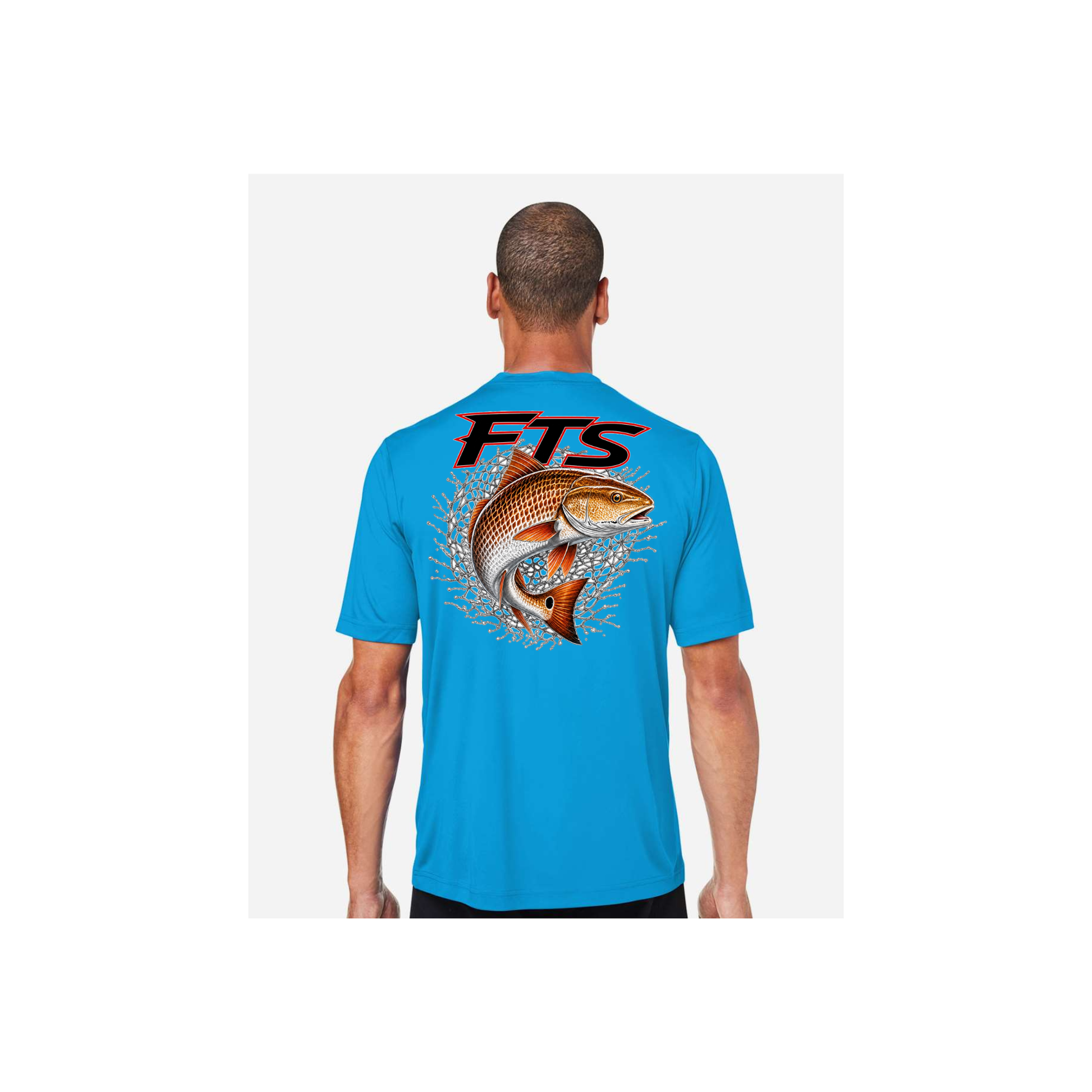 FTS Net Red – Men's Short Sleeve in Electric Blue - back view
