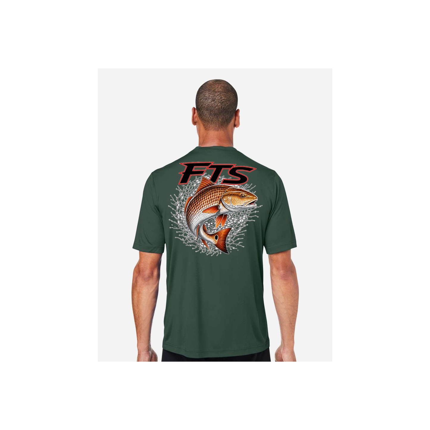 FTS Net Red – Men's Short Sleeve in Forest - back view