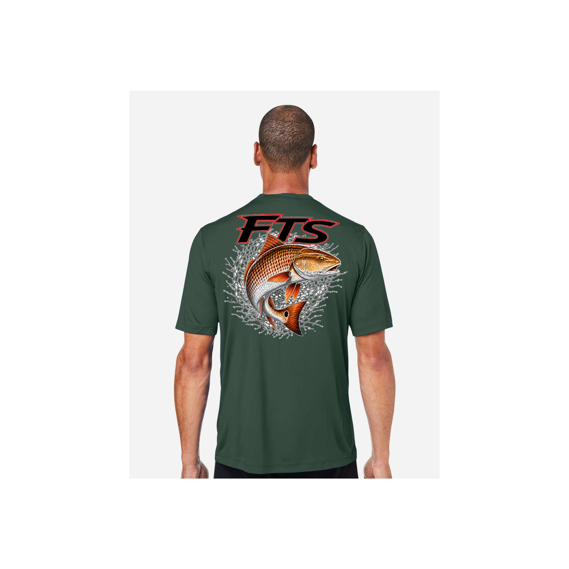 FTS Net Red – Men's Short Sleeve in Forest - back view