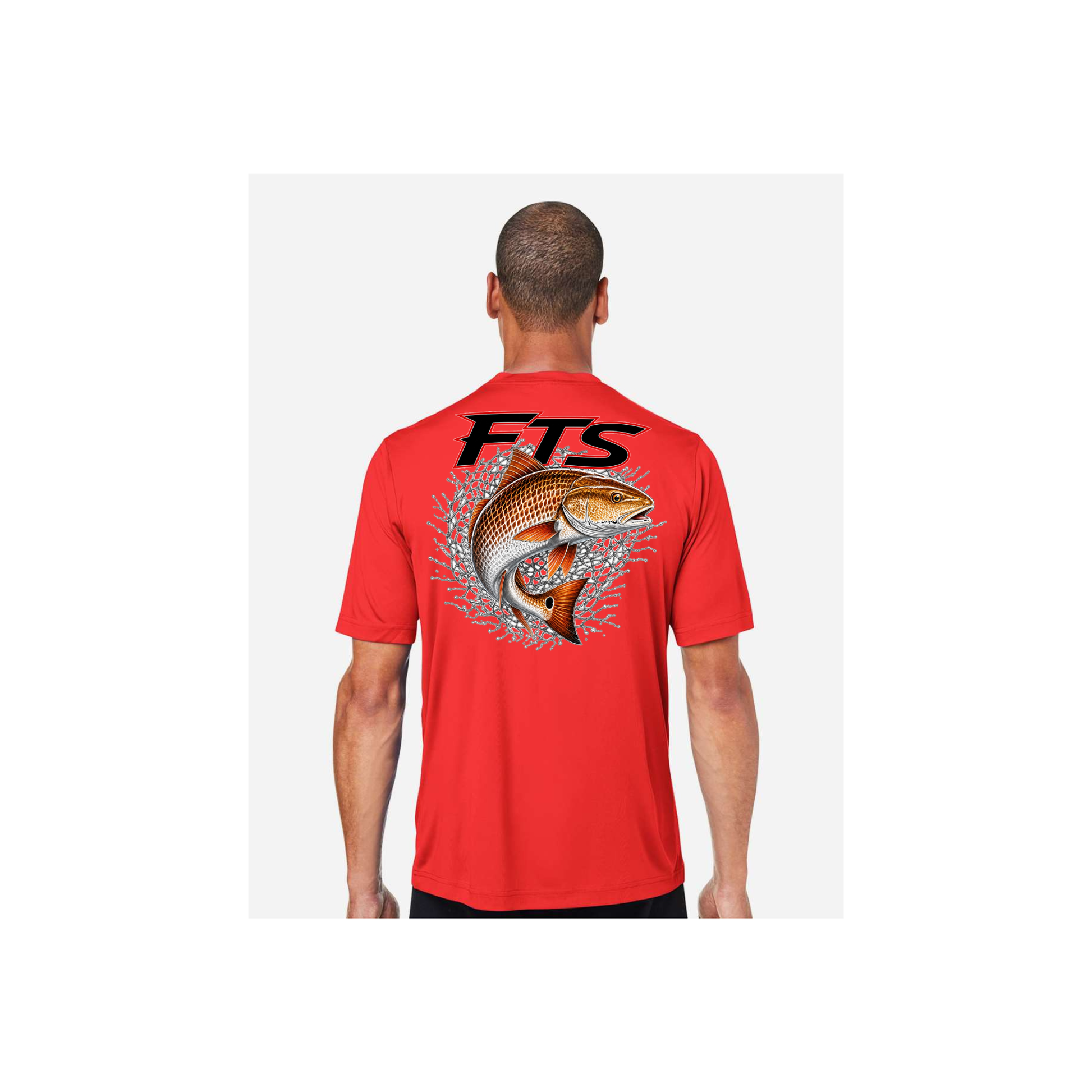 FTS Net Red – Men's Short Sleeve in Marina Red - back view