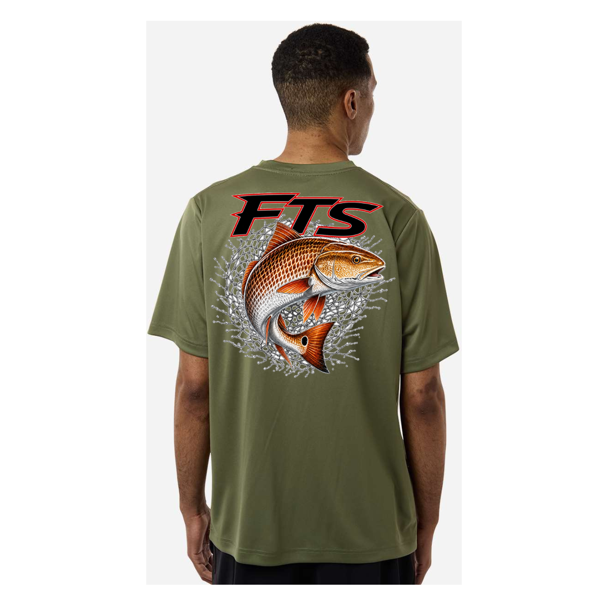 FTS Net Red – Men's Short Sleeve - Military Green - Back