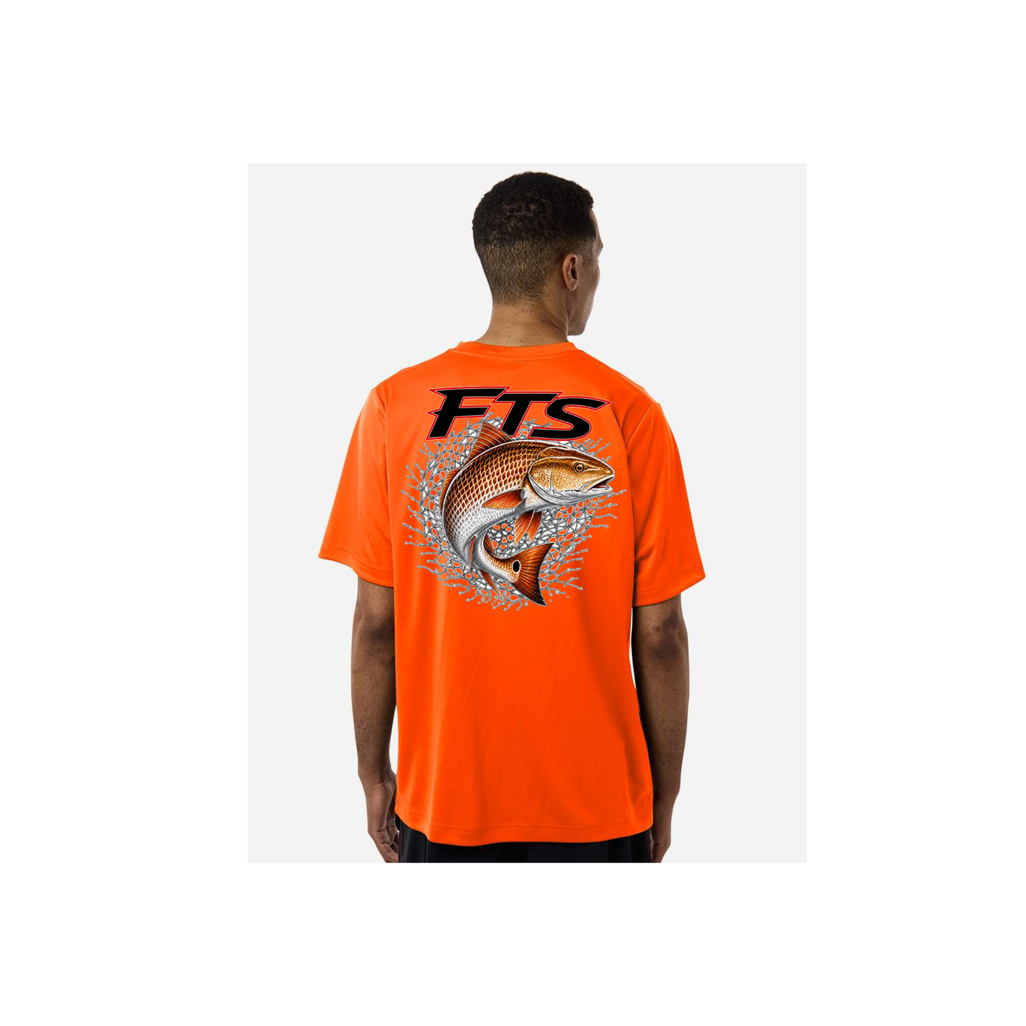 FTS Net Red – Men's Short Sleeve in Safety Orange - back view