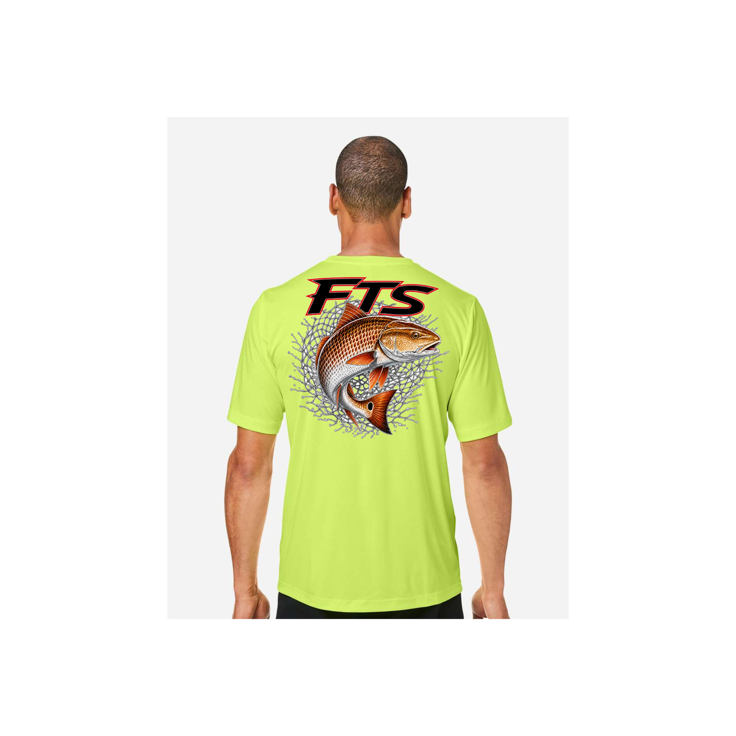 FTS Net Red – Men's Short Sleeve in Safety Yellow - back view