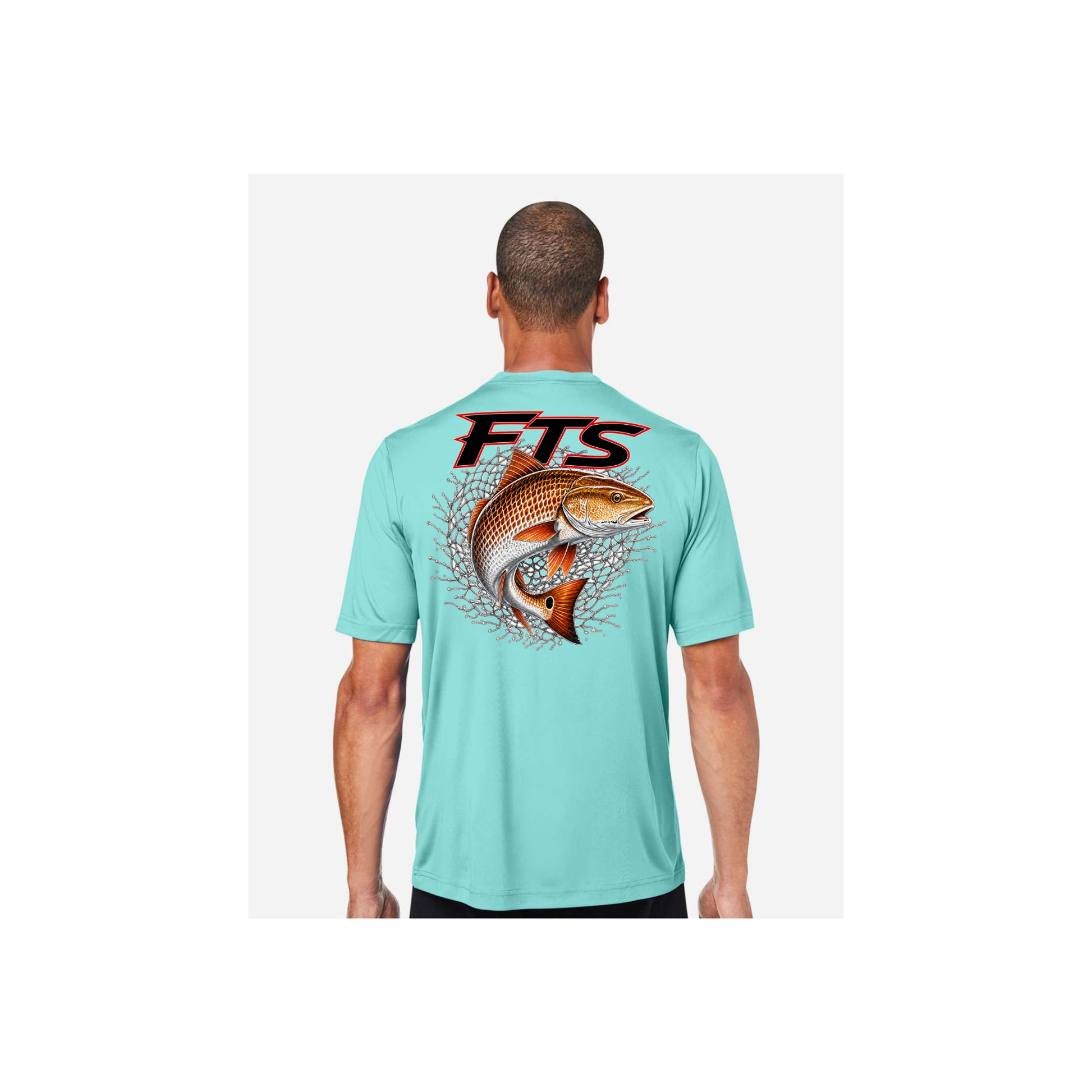 FTS Net Red – Men's Short Sleeve in Sea Glass - back view