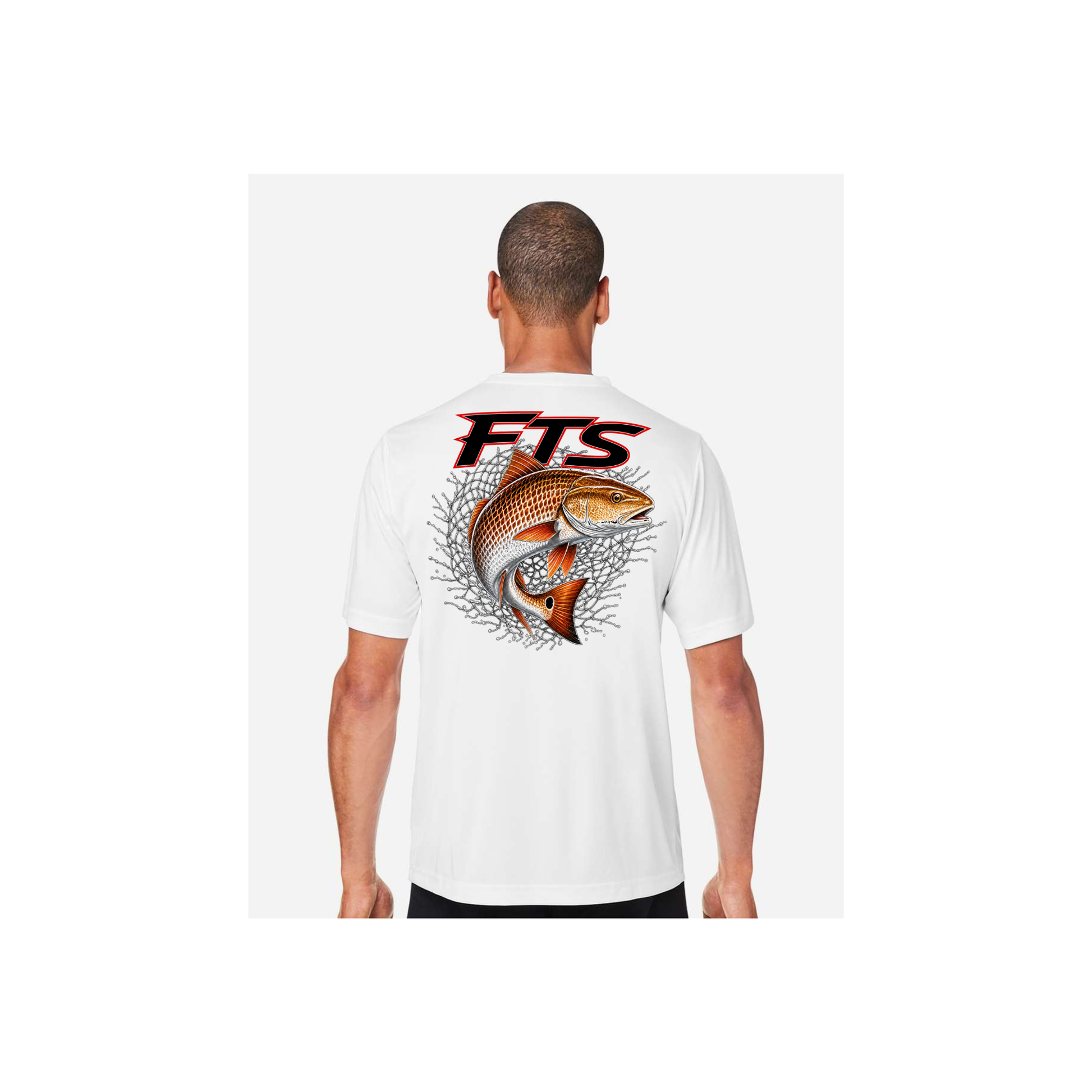 FTS Net Red – Men's Short Sleeve in White - back view