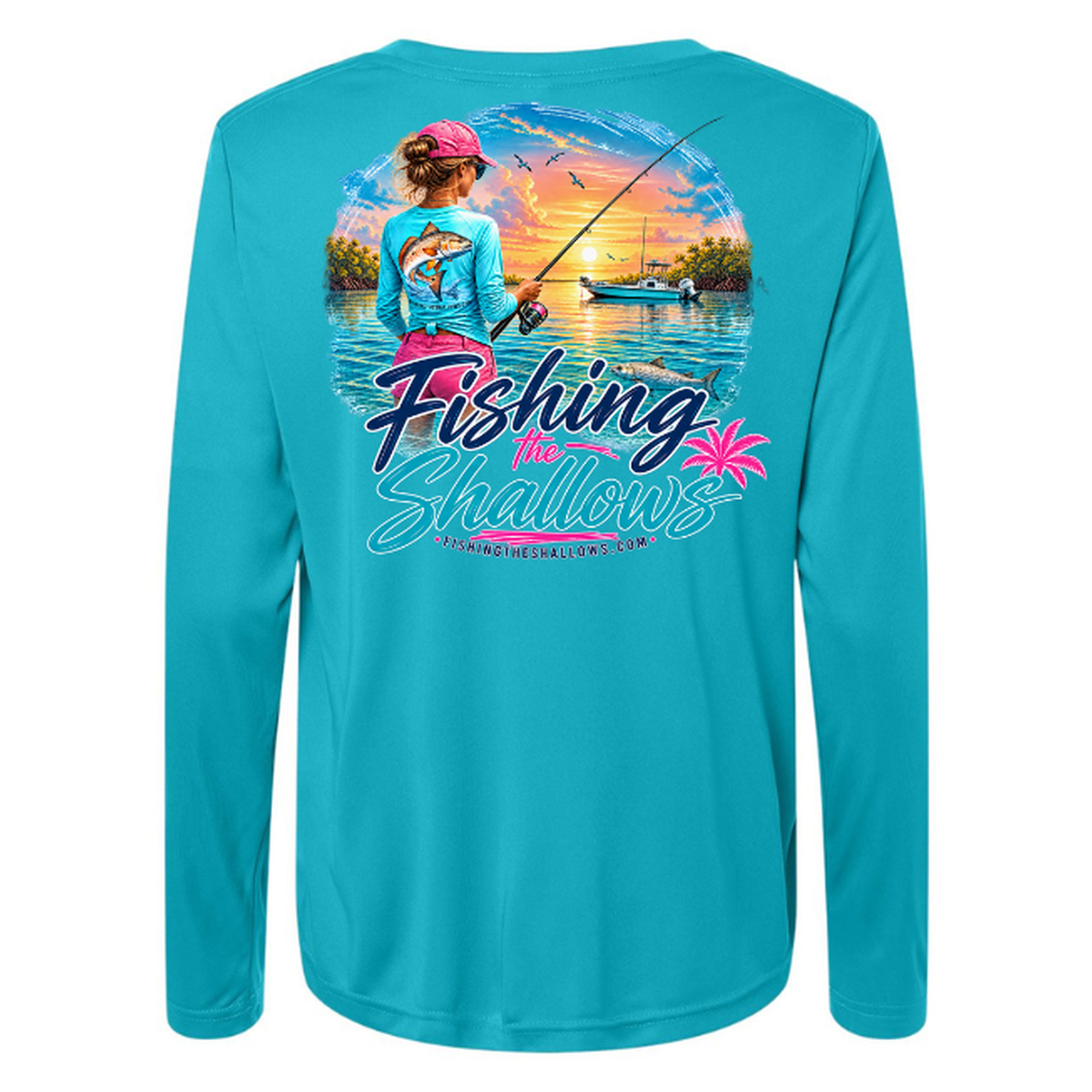 FTS New Girl – Women's Long Sleeve - Clear Teal - Back