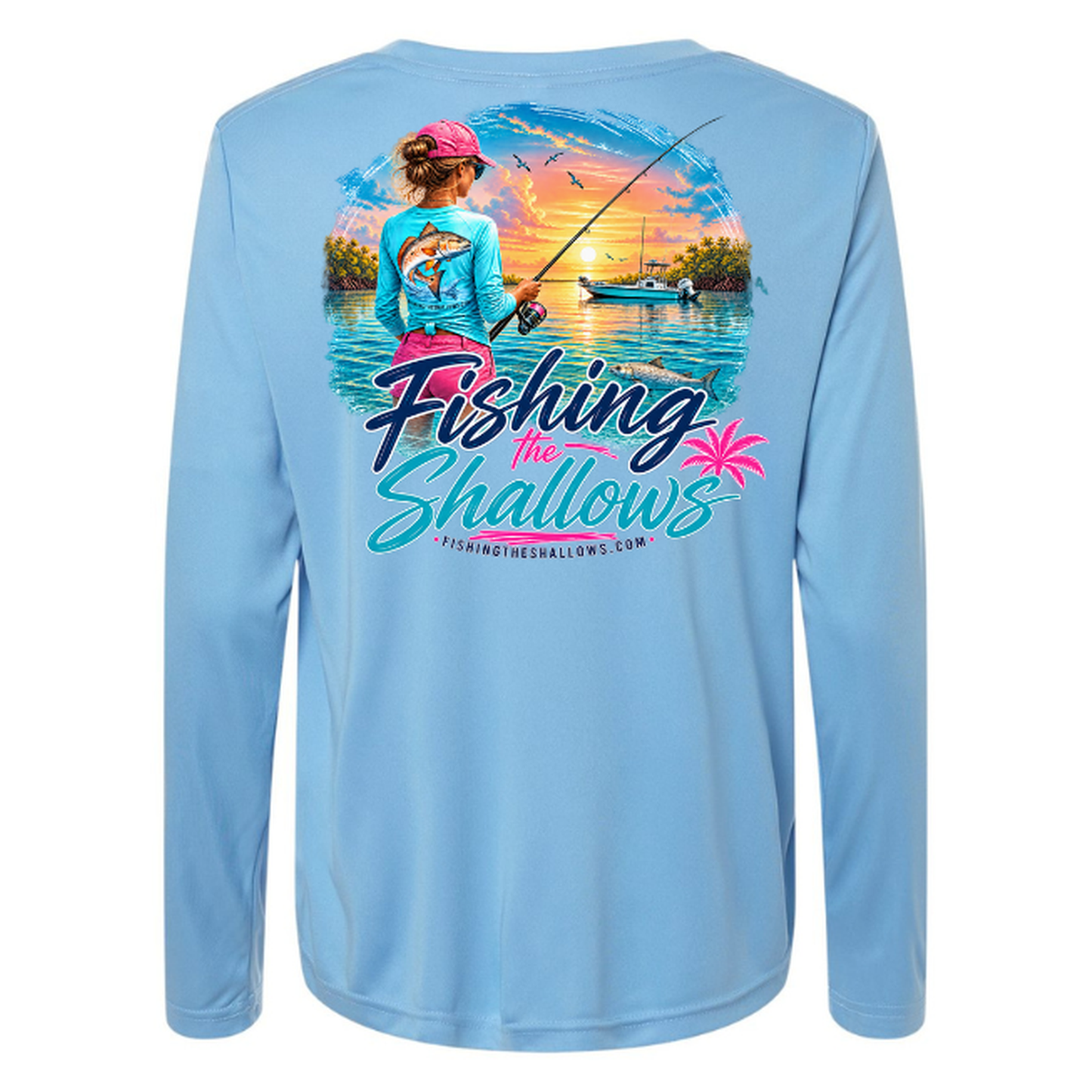FTS New Girl – Women's Long Sleeve - Columbia Blue - Back