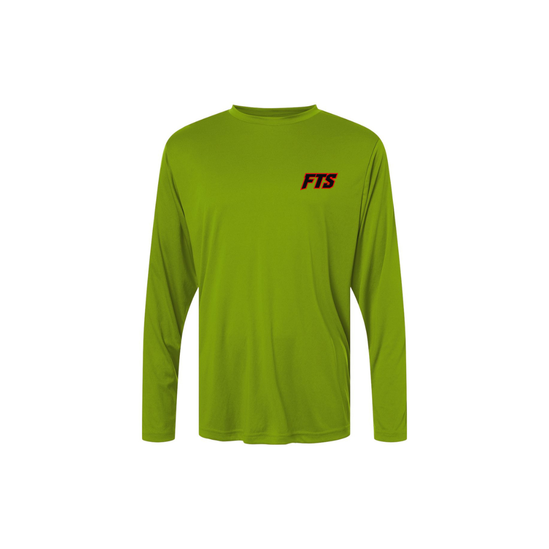 FTS Net Red – Men's Long Sleeve in Acid Green - front logo view