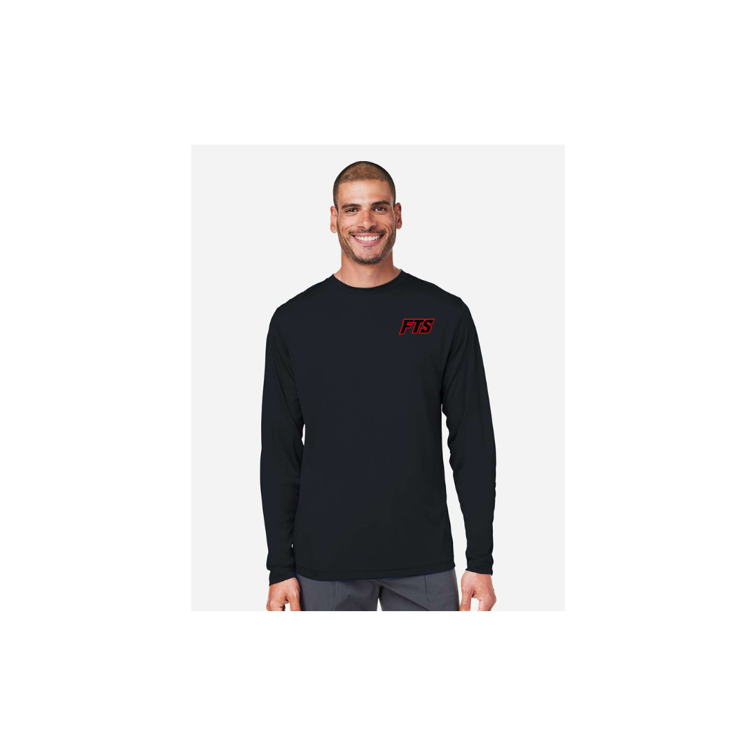 FTS Net Red – Men's Long Sleeve in Black - front logo view