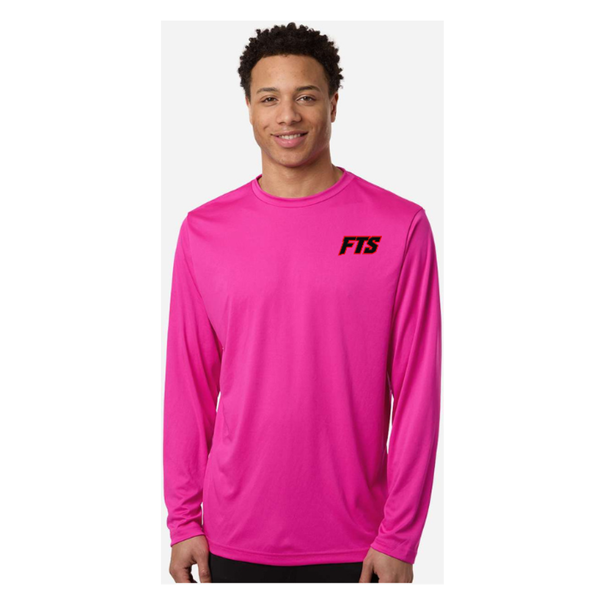FTS Net Red – Men's Long Sleeve - Bright Magenta - Front