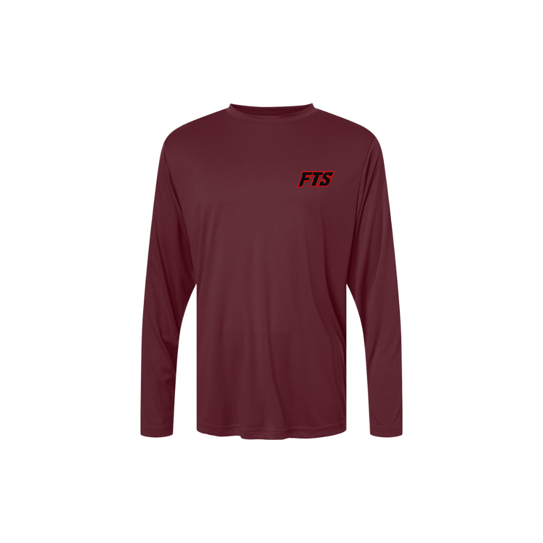 FTS Net Red – Men's Long Sleeve in Burgundy - front logo view