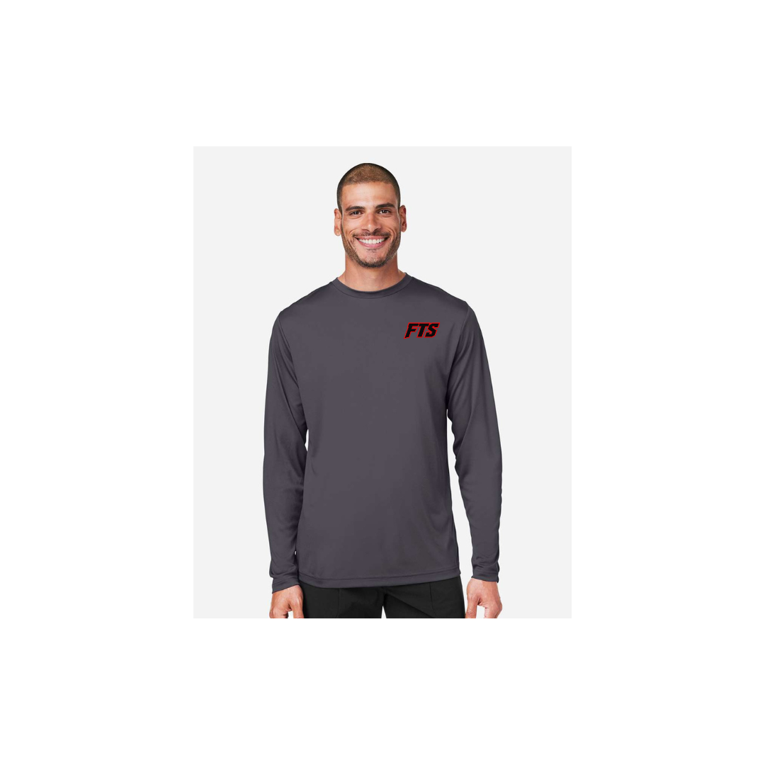 FTS Net Red – Men's Long Sleeve in Carbon - front logo view