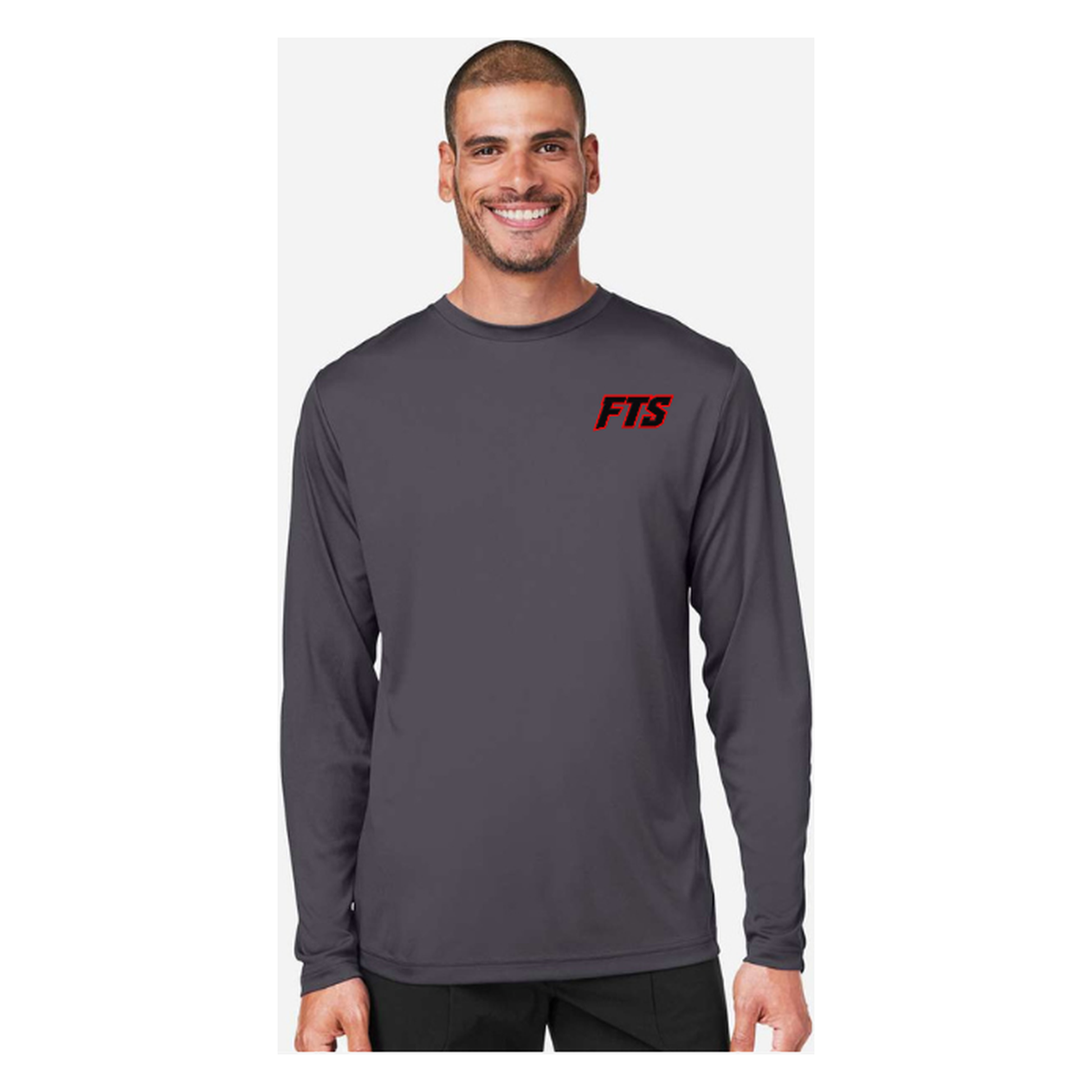 FTS Net Red – Men's Long Sleeve - Carbon - Front