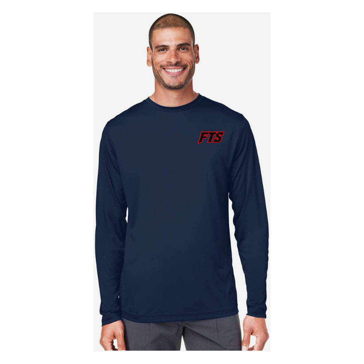 FTS Net Red – Men's Long Sleeve - Classic Navy - Front