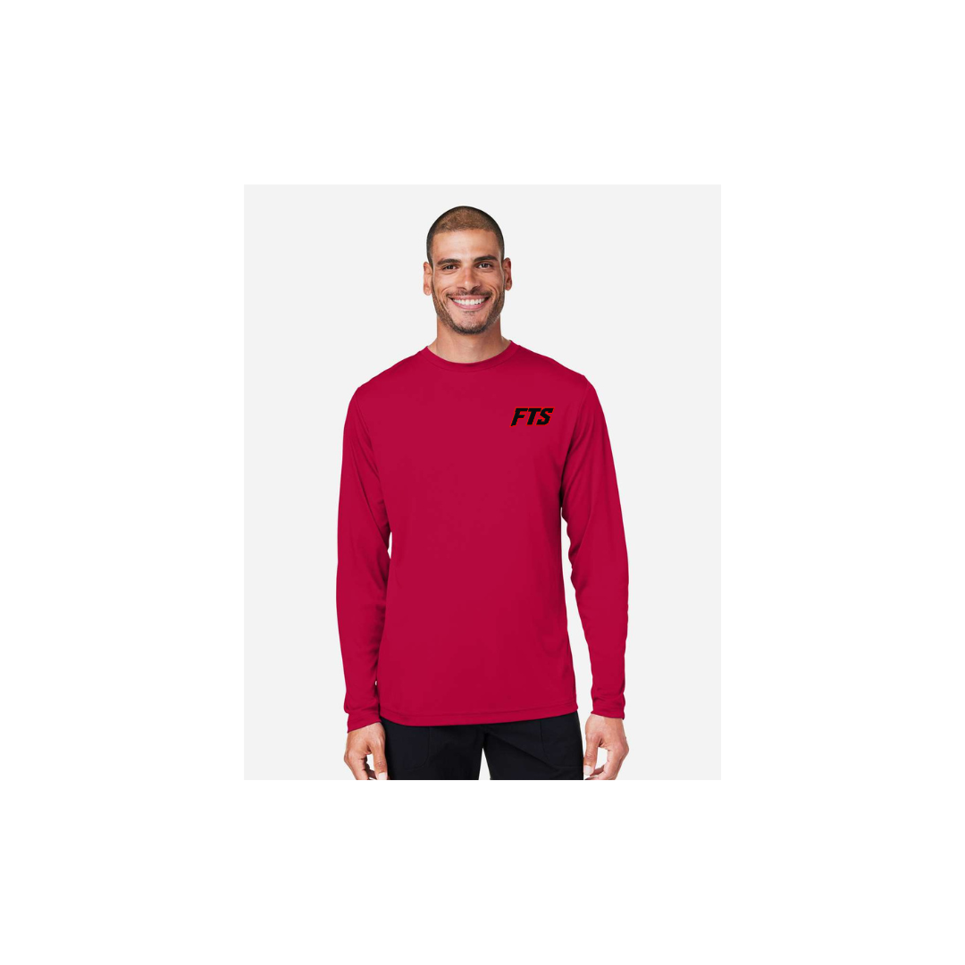 FTS Net Red – Men's Long Sleeve in Classic Red - front logo view