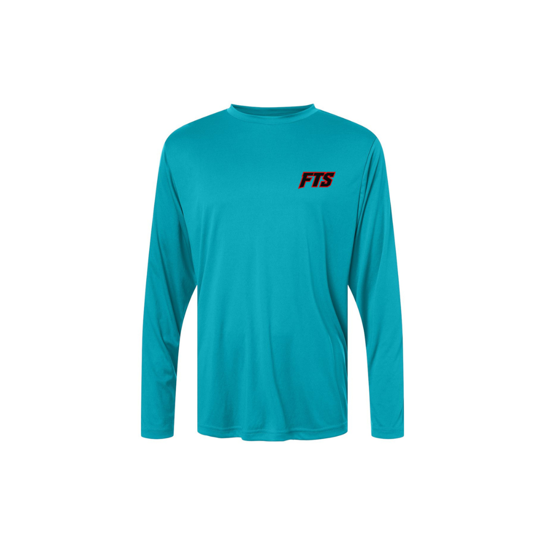 FTS Net Red – Men's Long Sleeve in Clear Teal - front logo view