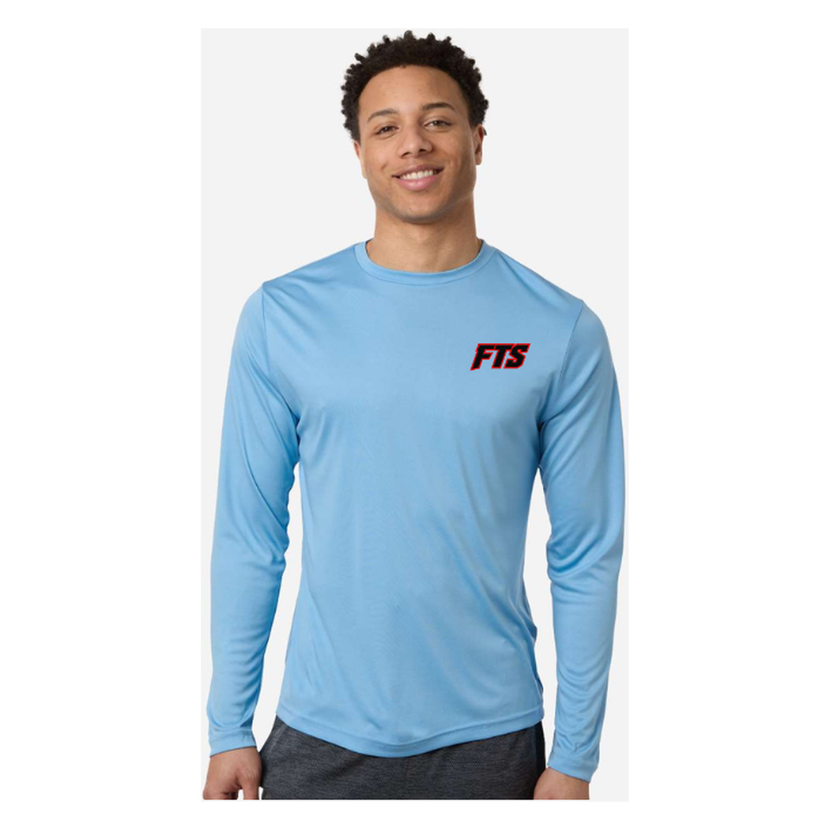 FTS Net Red – Men's Long Sleeve - Columbia Blue - Front