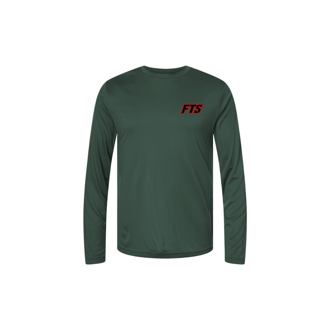 FTS Net Red – Men's Long Sleeve in Forest - front logo view