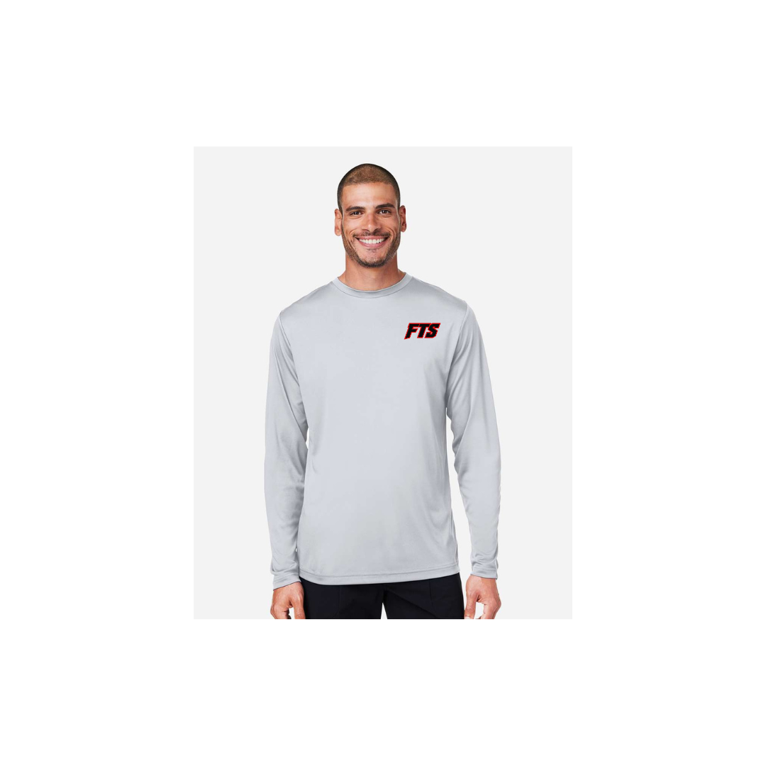 FTS Net Red – Men's Long Sleeve in Platinum - front logo view