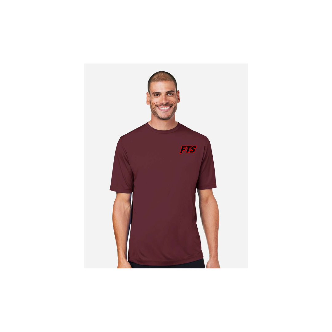 FTS Net Red – Men's Short Sleeve in Burgundy - front logo view
