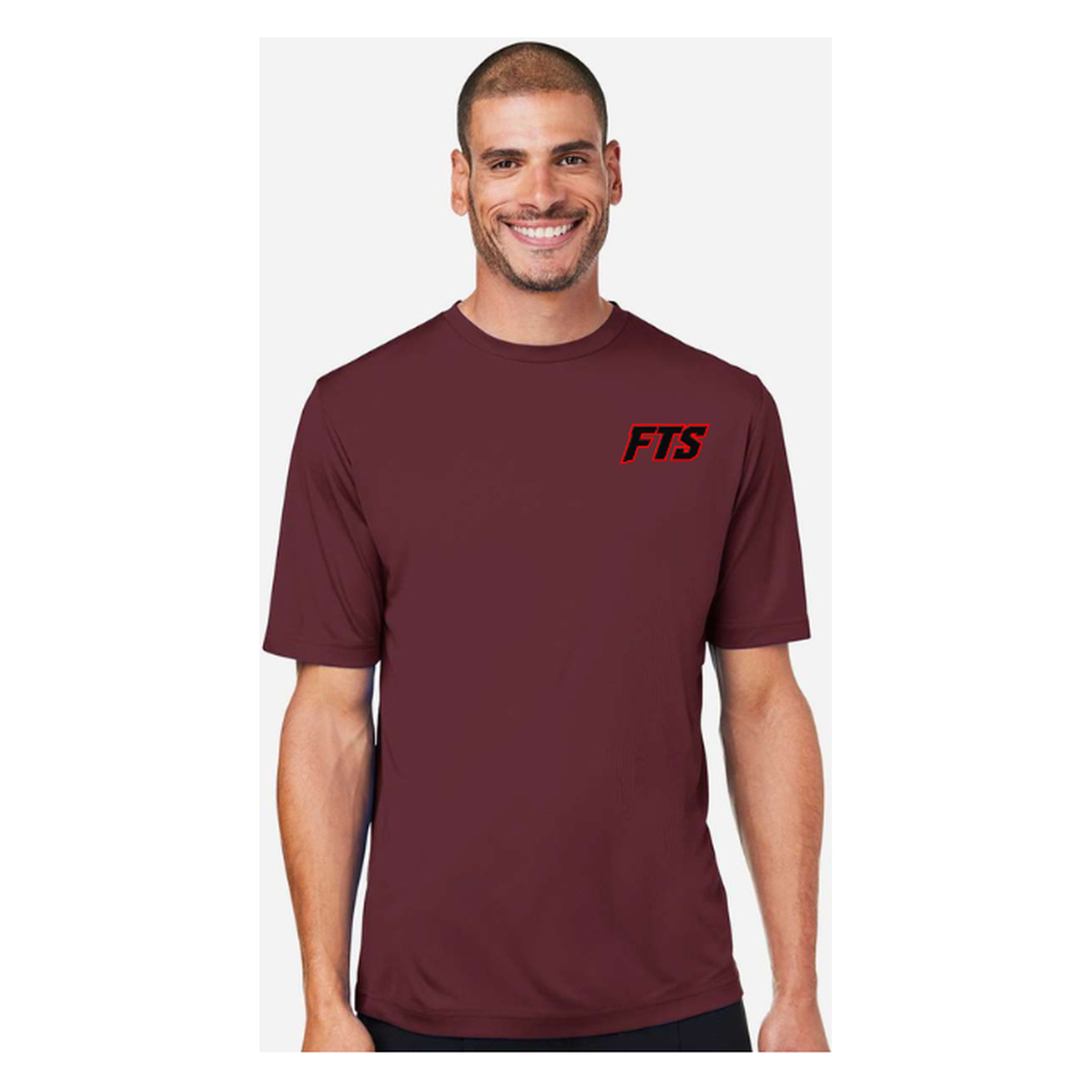 FTS Net Red – Men's Short Sleeve - Burgundy - Front