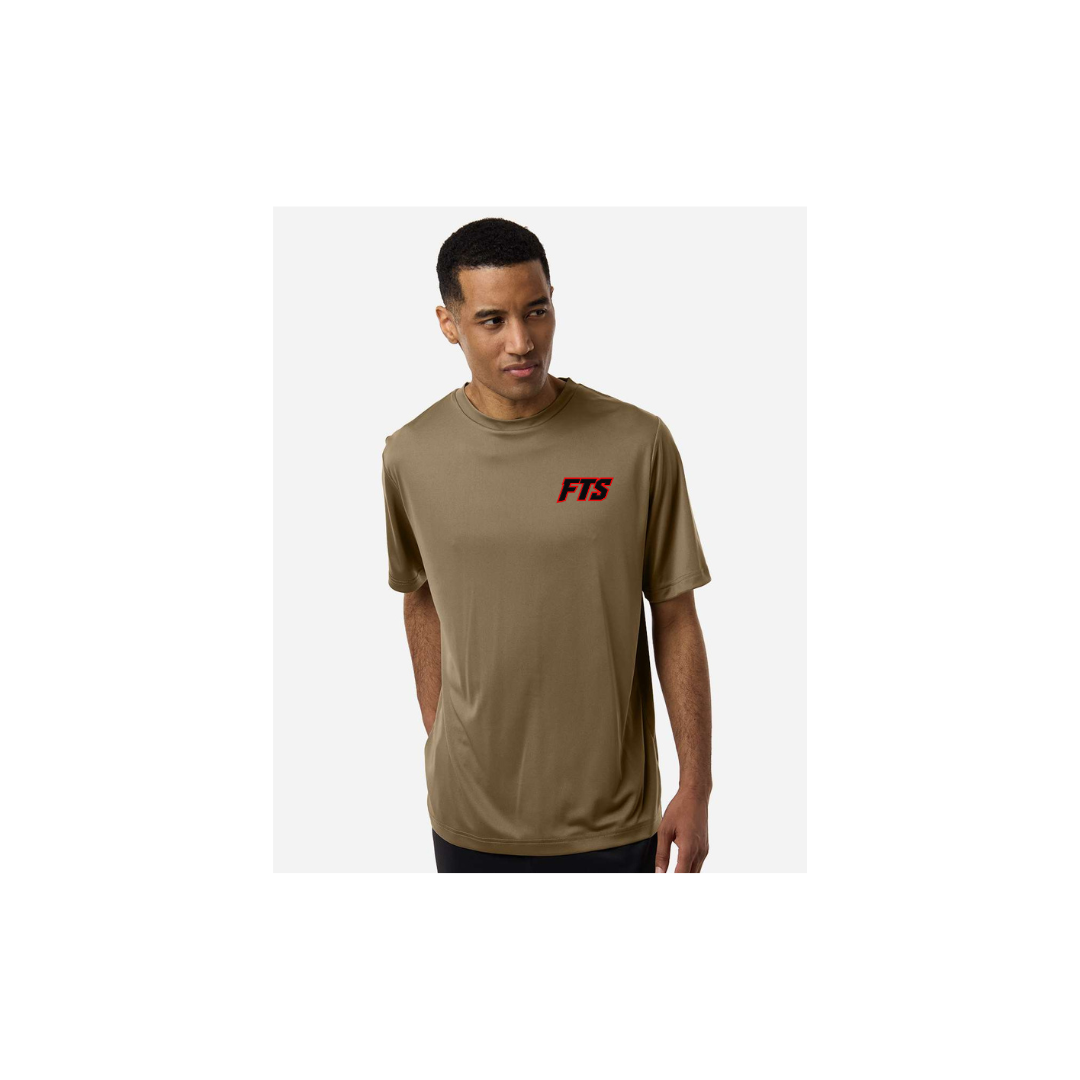 FTS Net Red – Men's Short Sleeve in Coyote Brown - front logo view