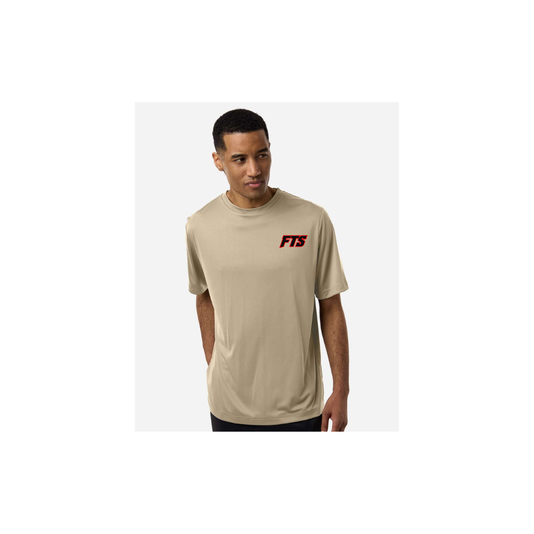 FTS Net Red – Men's Short Sleeve in Desert Kahki - front logo view