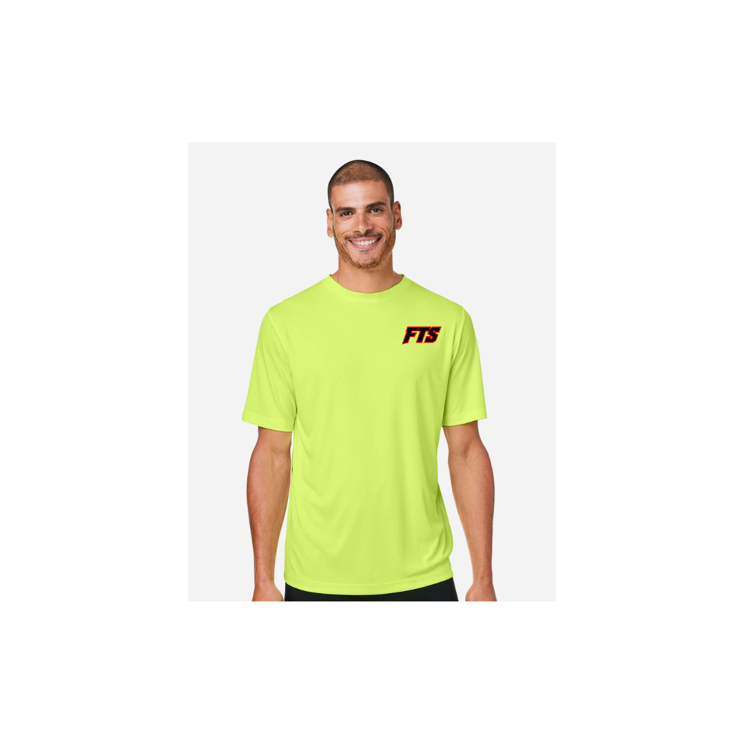 FTS Net Red – Men's Short Sleeve in Safety Yellow - front logo view