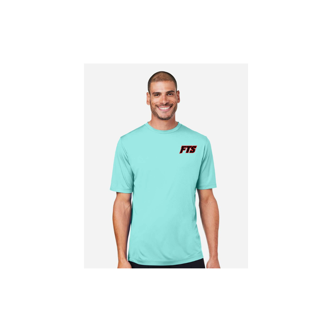 FTS Net Red – Men's Short Sleeve in Sea Glass - front logo view