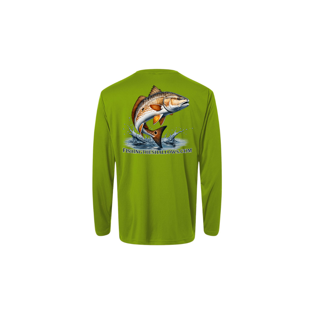 Redfish Art – Men's Long Sleeve in Acid Green - back view