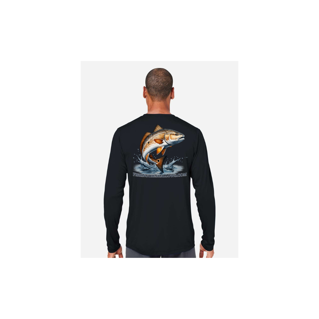 Redfish Art – Men's Long Sleeve in Black - back view