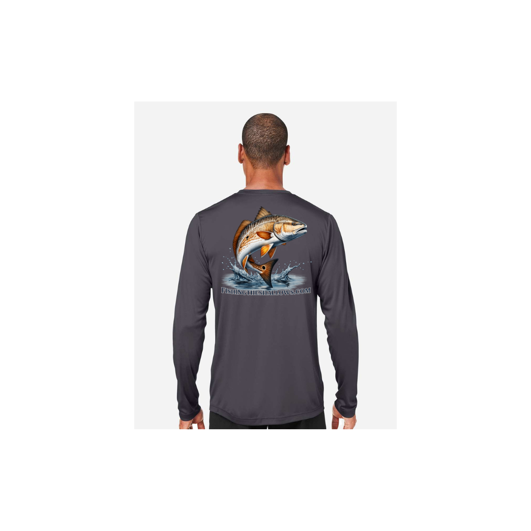 Redfish Art – Men's Long Sleeve in Carbon - back view