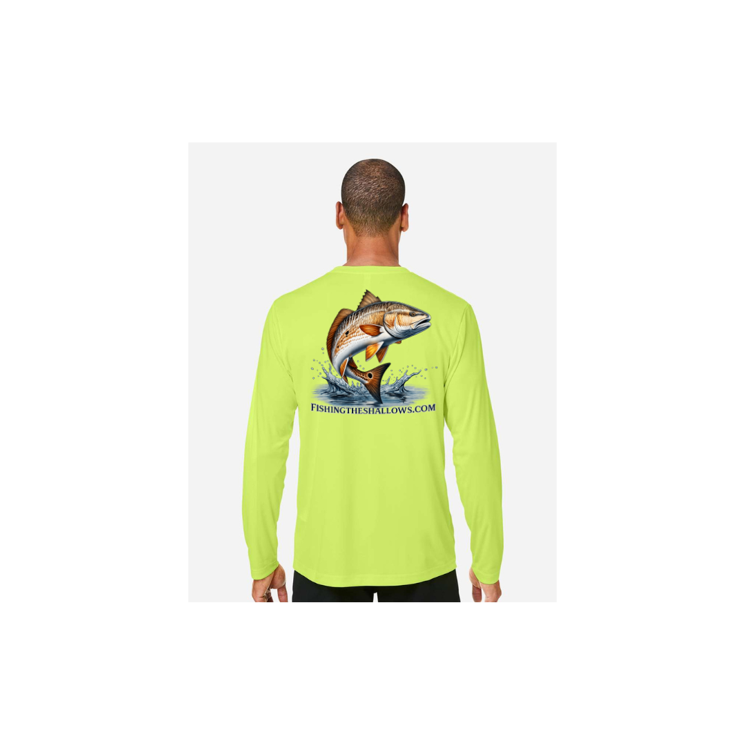 Redfish Art – Men's Long Sleeve in Safety Yellow - back view