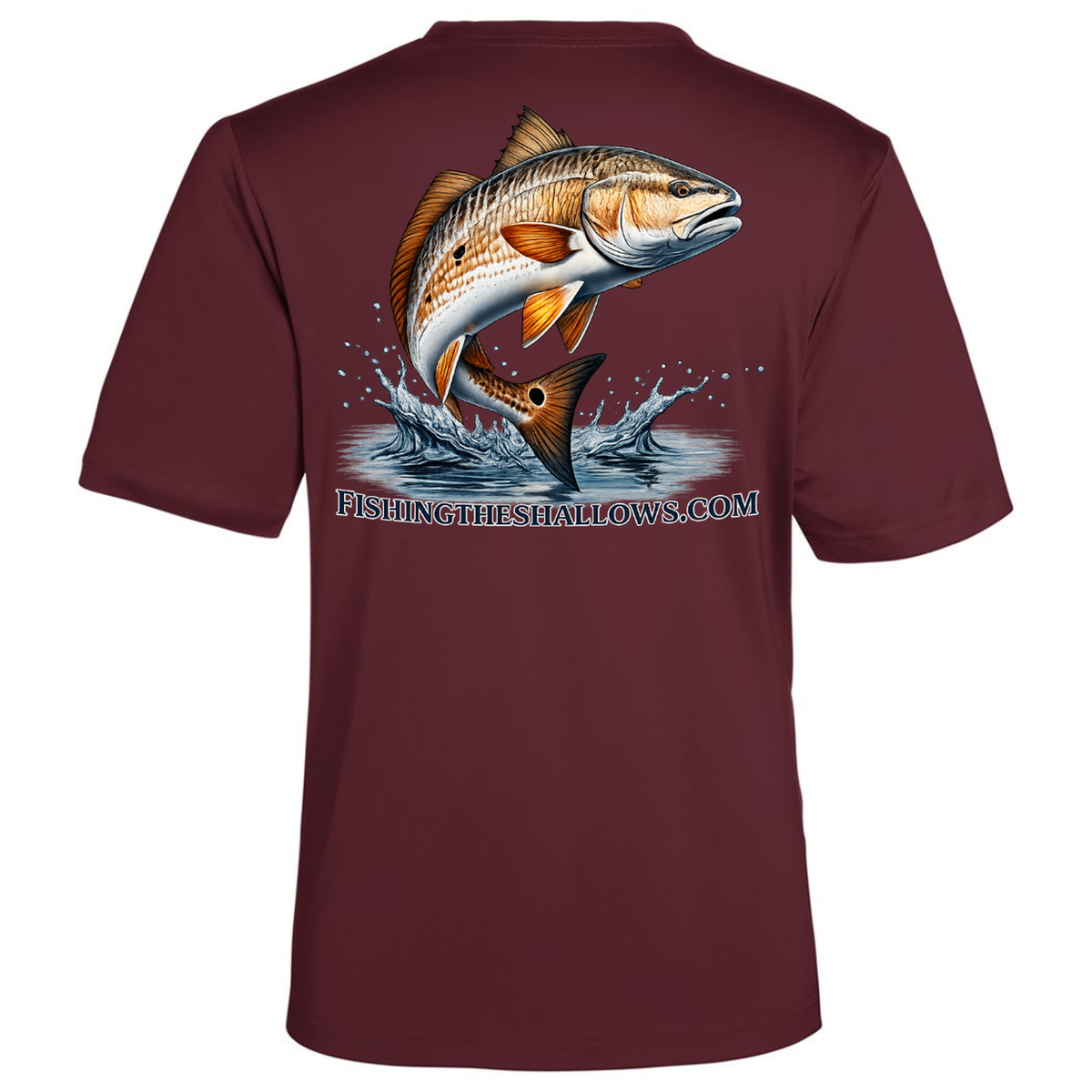 Redfish Art – Men's Short Sleeve - Burgundy - Back