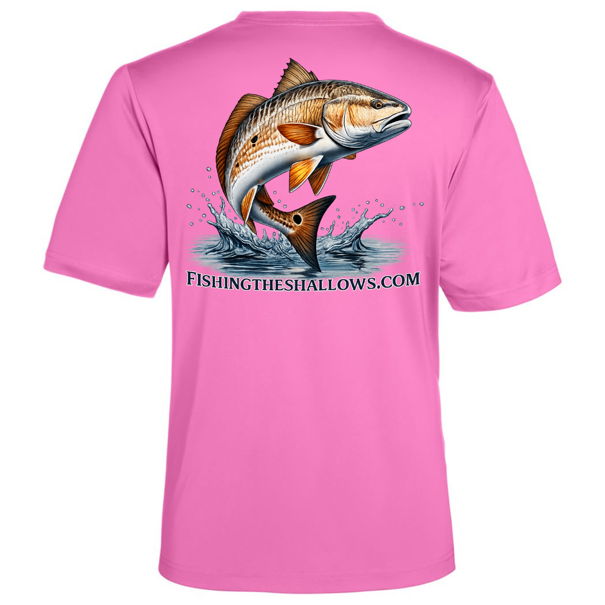 Redfish Art – Men's Short Sleeve - Charity Pink - Back