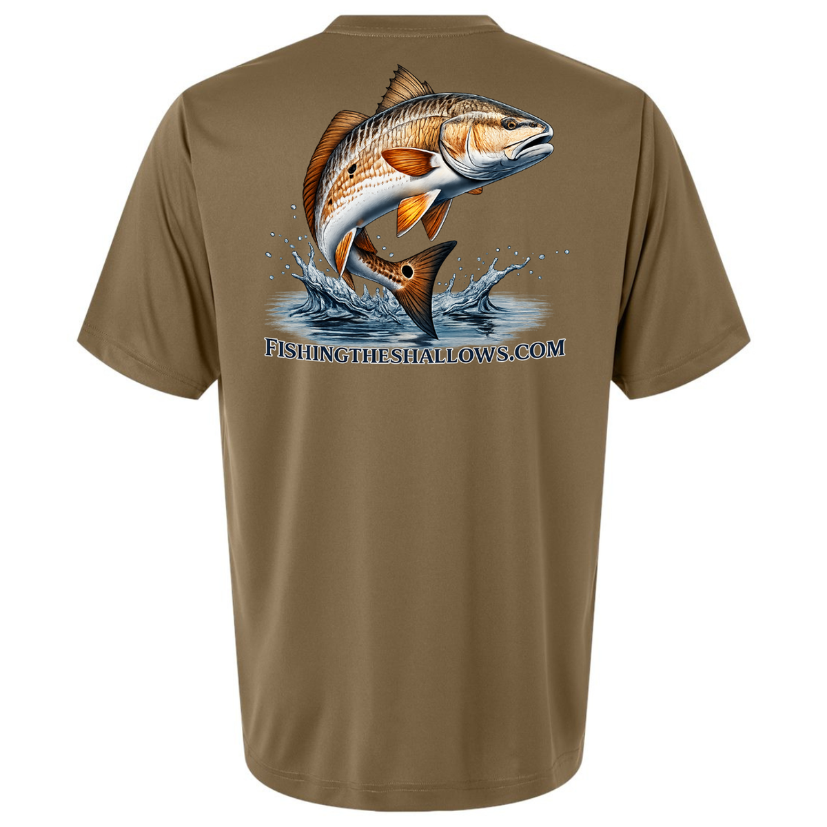 Redfish Art – Men's Short Sleeve - Coyote Brown - Back