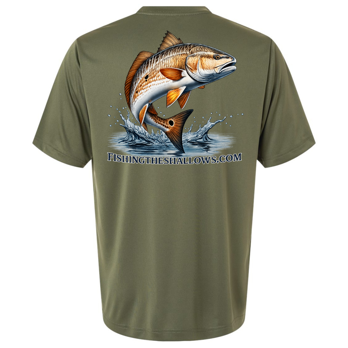 Redfish Art – Men's Short Sleeve - Military Green - Back