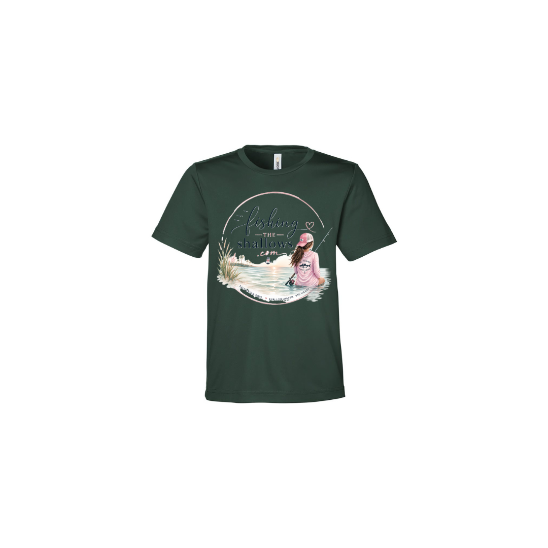 Sitting Girl – Girls Short Sleeve in Forest - back view