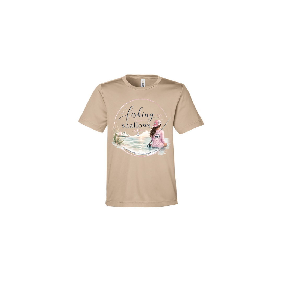 Sitting Girl – Girls Short Sleeve in Stone - back view