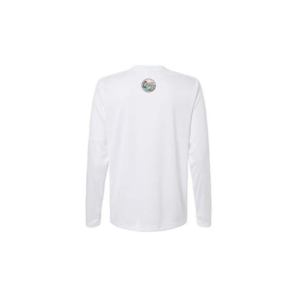 Love Language LS in White, back view - womens long sleeve performance fishing shirt by Fishing The Shallows