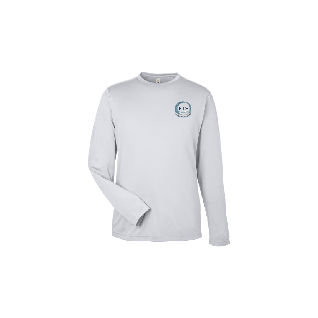 Hooked On Fishing – Youth Long Sleeve in Platinum - front logo view