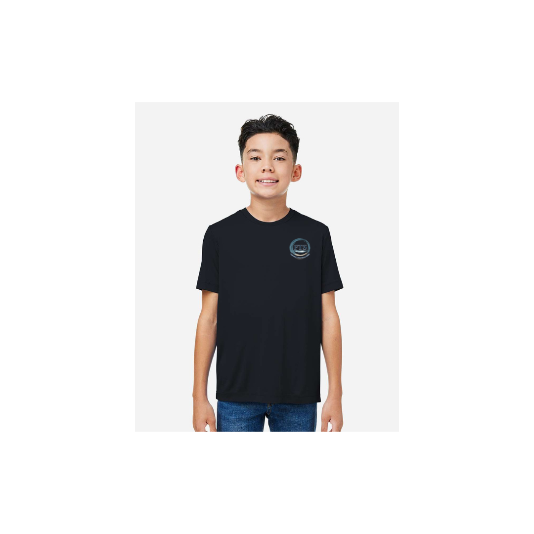 Hooked On Fishing – Youth Short Sleeve in Black - front logo view