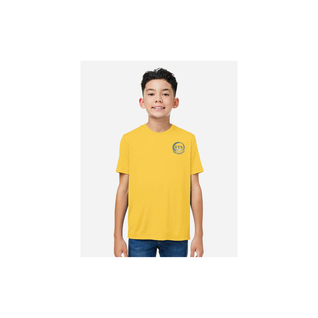 Redfish Art 2 – Youth Short Sleeve in Campus Gold - front logo view