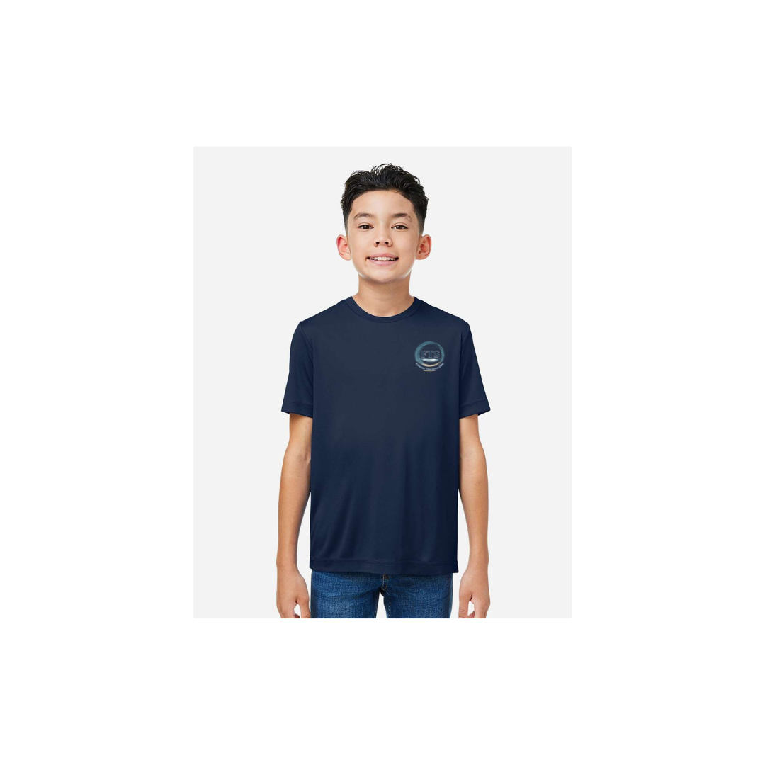 Hooked On Fishing – Youth Short Sleeve in Classic Navy - front logo view